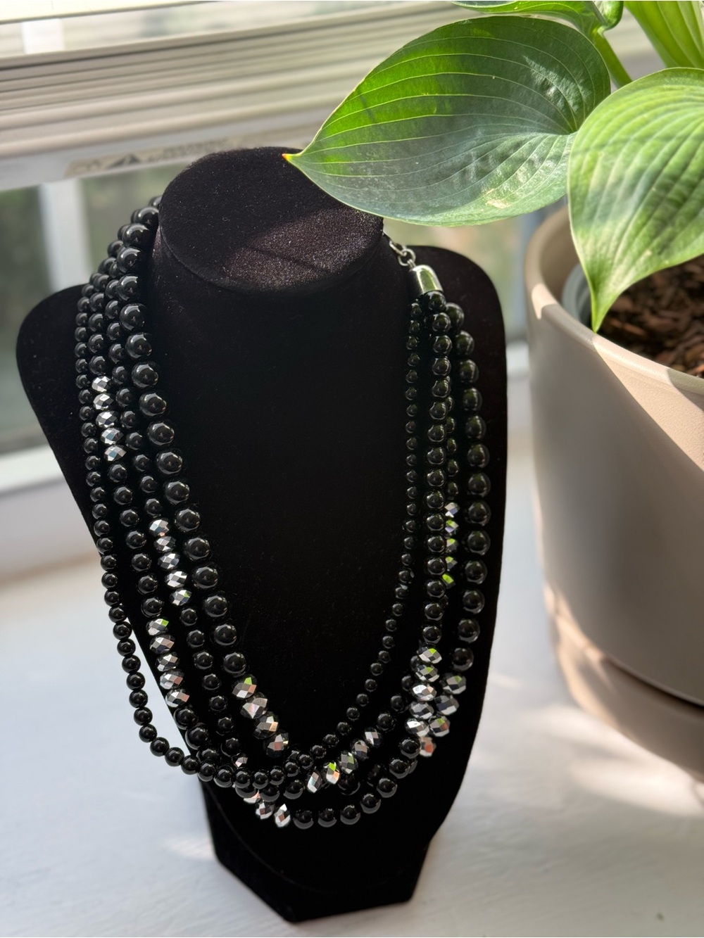 Black and Silver Beaded Necklace